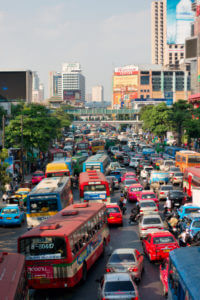 Taxi's en Bus in Bangkok